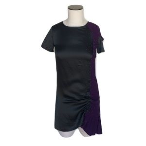 NWT Size 2 Silk Beaded Color Block Mini Dress